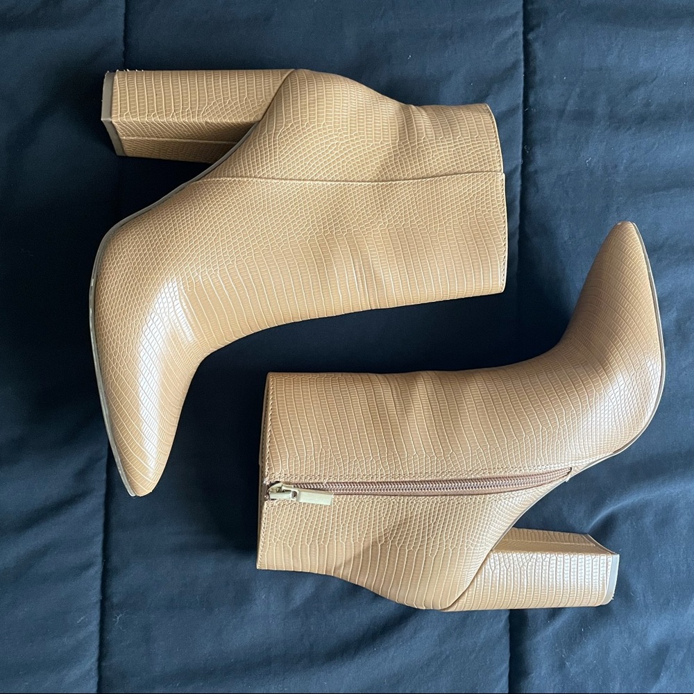 Tan heeled booties